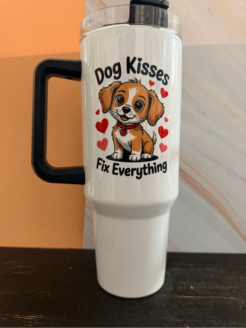 32 oz Stainless Steel Tumbler “Dog Kisses Fix Everything”